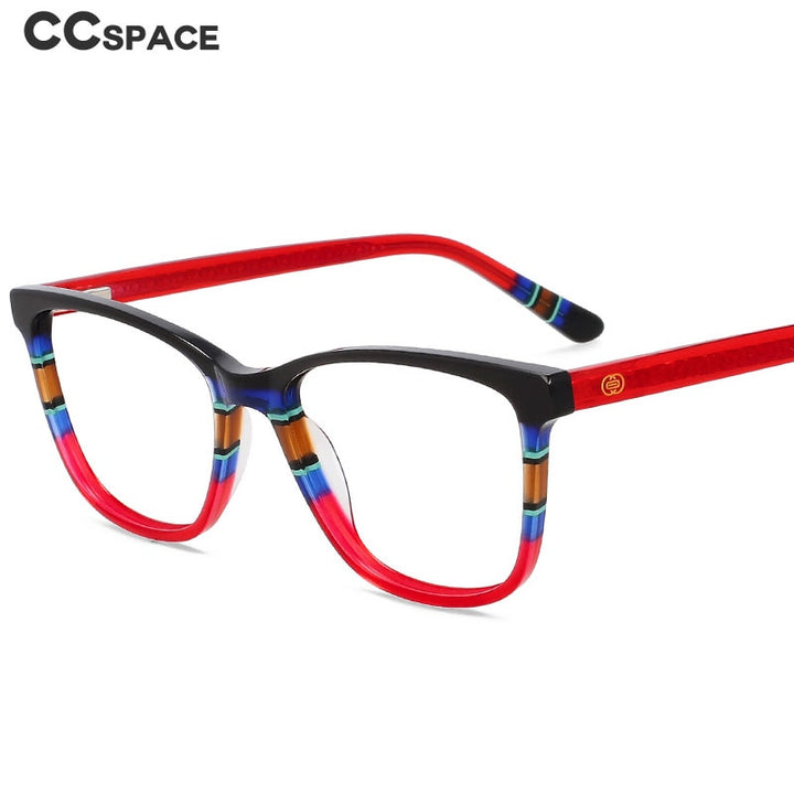 CCSpace Unisex Full Rim Square Acetate Eyeglasses 55614 Full Rim CCspace   