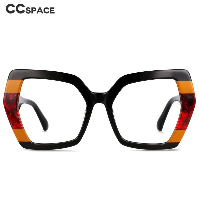 CCSpace Unisex Full Rim Big Square Cat Eye Acetate Eyeglasses 55428 Full Rim CCspace   