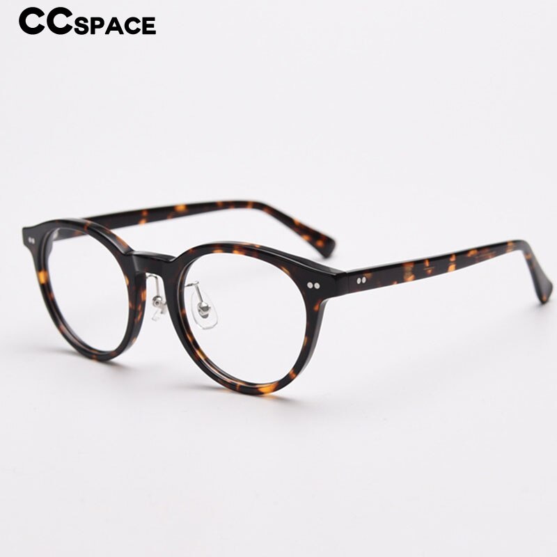 CCSpace Unisex Full Rim Round Acetate Eyeglasses 55692 Full Rim CCspace   