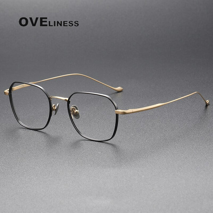 Oveliness Unisex Full Rim Square Titanium Eyeglasses Chordg Full Rim Oveliness black gold  