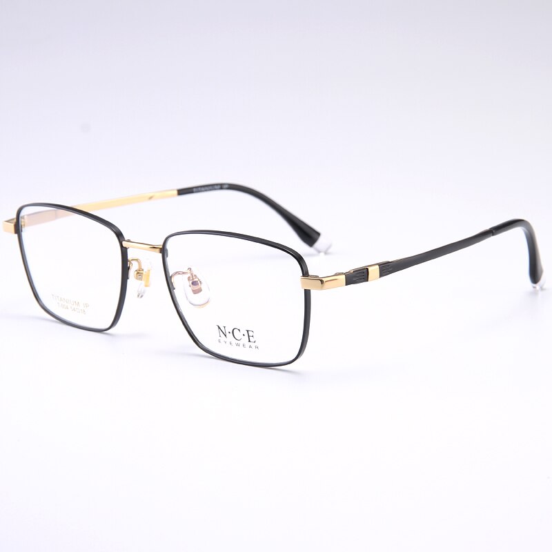 Bclear Men's Full Rim Square Titanium Frame Eyeglasses My004 Full Rim Bclear black gold  