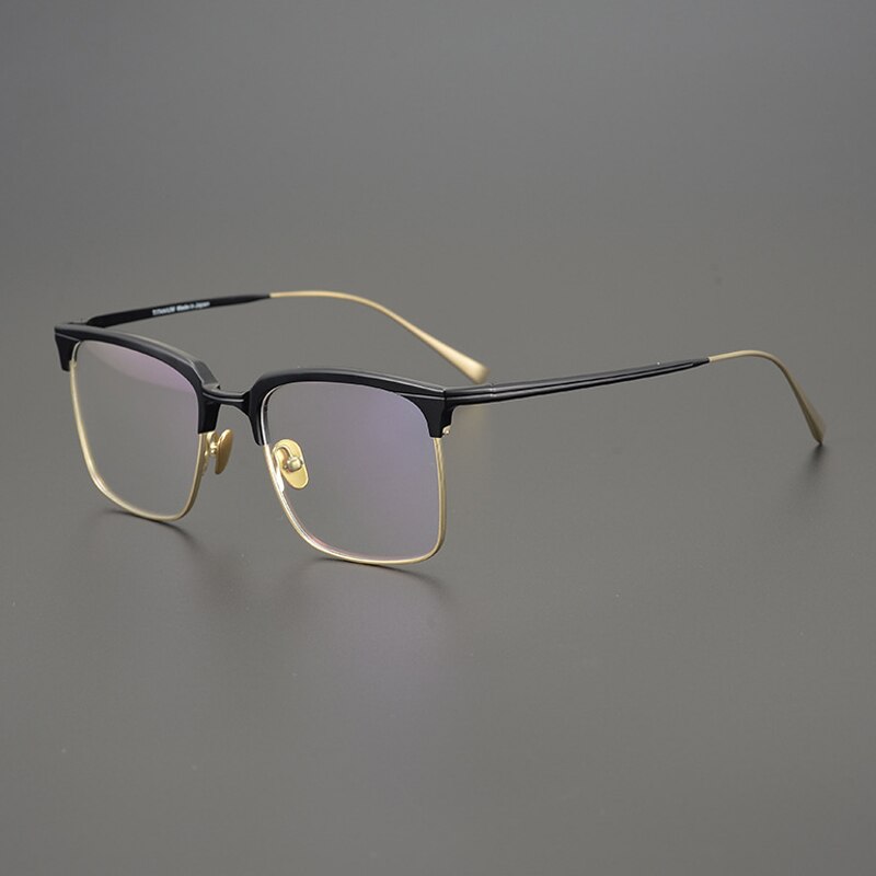 Gatenac Unisex Full Rim Square Titanium Acetate Frame Eyeglasses Gxyj745 Full Rim Gatenac Gold  