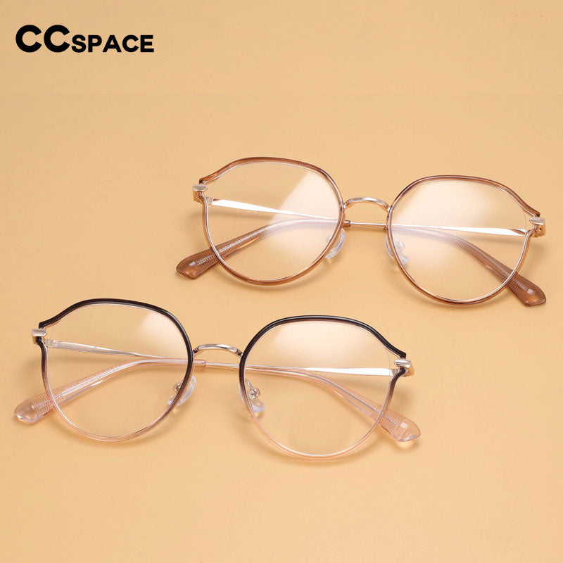 CCspace Women's Full Rim Irregular Round Alloy Eyeglasses 55336 Full Rim CCspace   