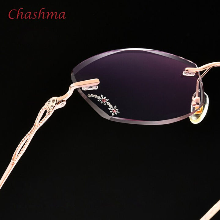 Chashma Ochki Women's Rimless Irregular Oval Titanium Eyeglasses 88050 Rimless Chashma Ochki   