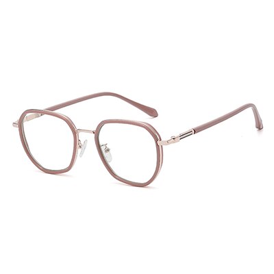 Ralferty Unisex Full Rim Irregular Square Alloy Eyeglasses D829 Full Rim Ralferty China C545 Pink 