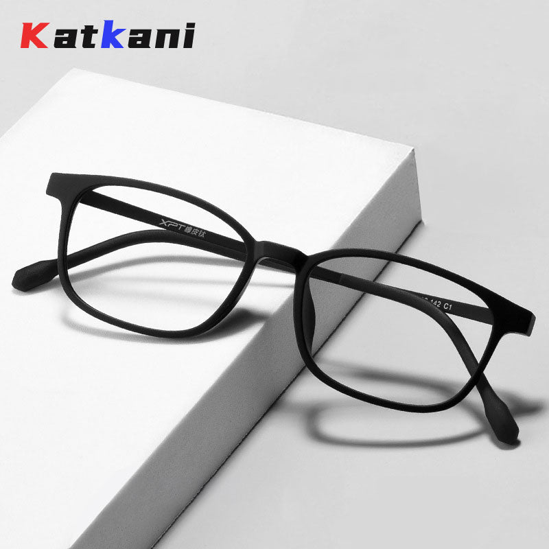 KatKani Unisex Full Rim Small Square Rubber Tr 90 Titanium Eyeglasses 9831xp Full Rim KatKani Eyeglasses   