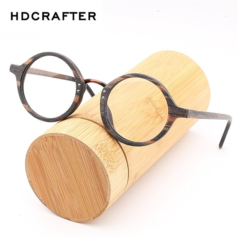 Hdcrafter Women's Full Rim Round Wood Eyeglasses Lhb028 Full Rim Hdcrafter Eyeglasses   