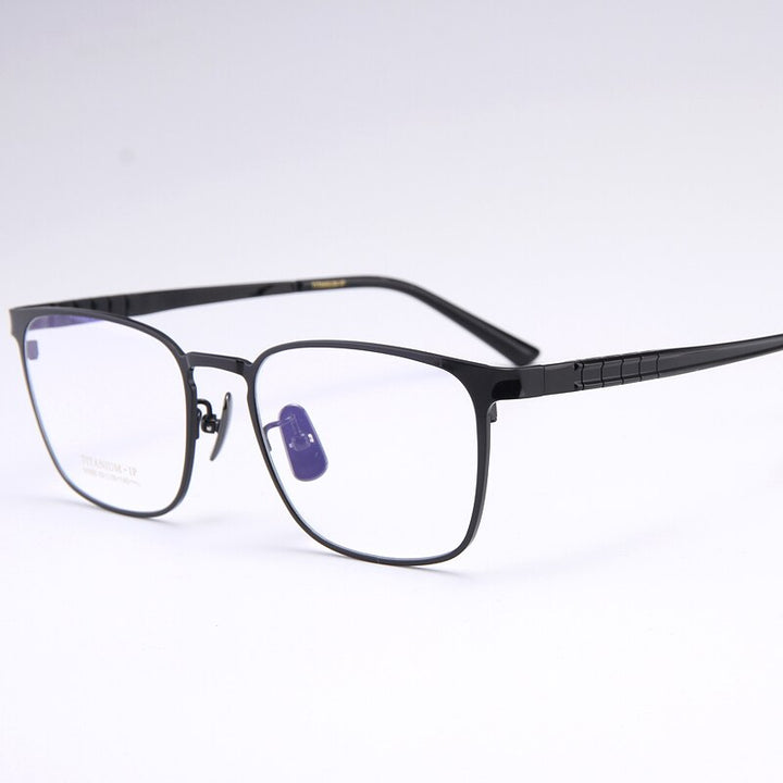 Bclear Men's Full Rim Square Titanium Eyeglasses My91063 Full Rim Bclear Black  