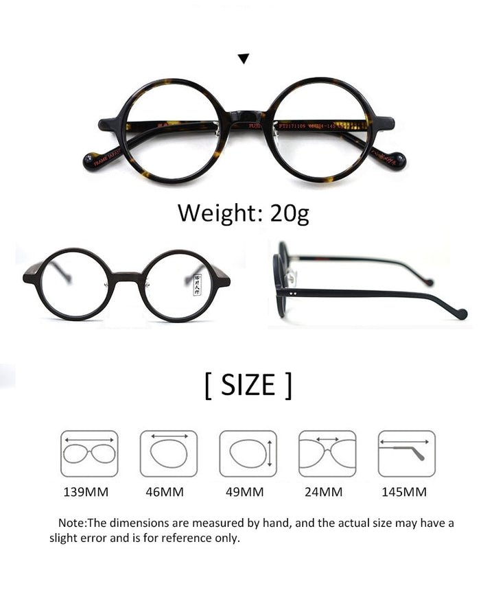 Hdcrafter Unisex Full Rim Round Acetate Eyeglasses Pt2171109 Full Rim Hdcrafter Eyeglasses   