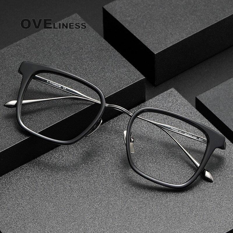 Oveliness Unisex Full Rim Square Screwless Acetate Titanium Eyeglasses Tango3 Full Rim Oveliness   