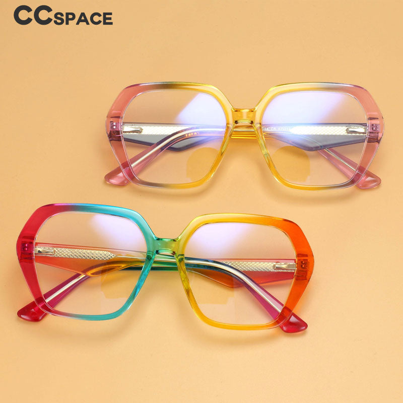 CCspace Women's Full Rim Irregular Square Tr 90 Titanium Eyeglasses 55340 Full Rim CCspace   