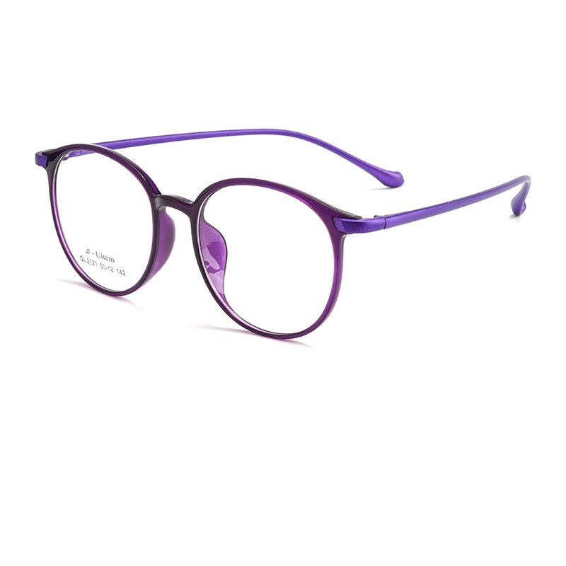 KatKani Unisex Full Rim Round Ultem Steel Eyeglasses 2021ql Full Rim KatKani Eyeglasses Purple  