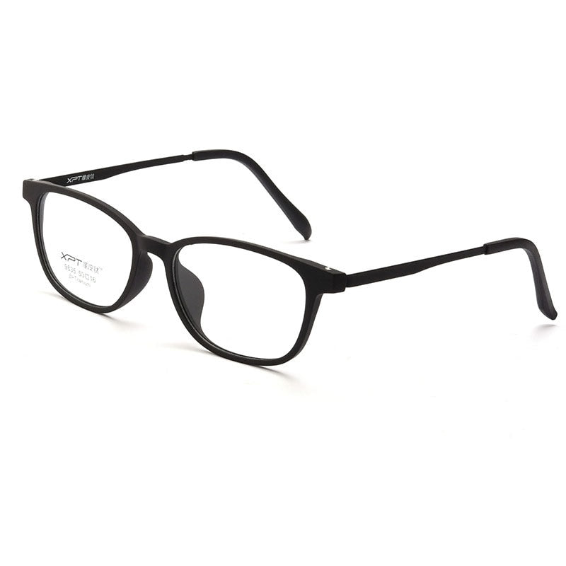 KatKani Unisex Full Rim Small Square Round Rubber Titanium Eyeglasses 9835xp Full Rim KatKani Eyeglasses Black  