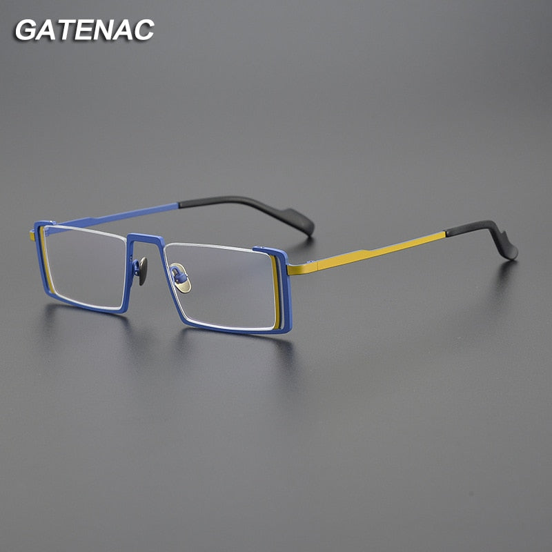 Gatenac Unisex Full Rim Square Titanium Eyeglasses Gxyj1083 Full Rim Gatenac   