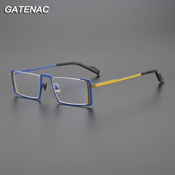 Gatenac Unisex Full Rim Square Titanium Eyeglasses Gxyj1083 Full Rim Gatenac   