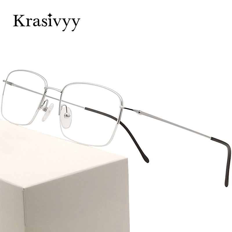 Krasivyy Men's Semi Rim Square Titanium Eyeglasses Kr16049 Semi Rim Krasivyy   