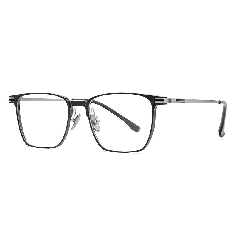 KatKani Unisex Full Rim Square Aluminum Magnesium Titanium Eyeglasses Clip On Polarized Sunglasses 9903 Clip On Sunglasses KatKani Eyeglasses   