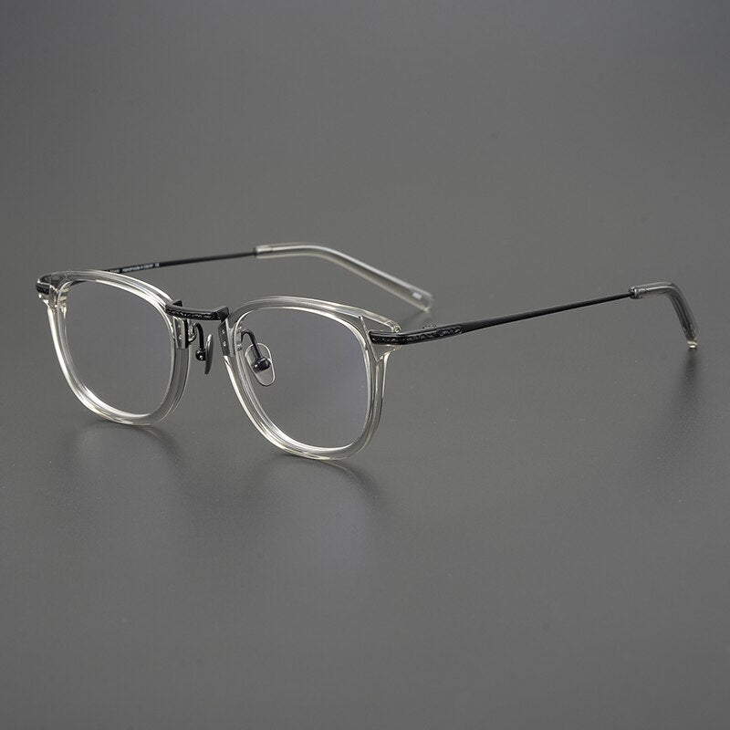 Gatenac Unisex Full Rim Square Titanium Acetate Eyeglasses Gxyj926 Full Rim Gatenac Beige  