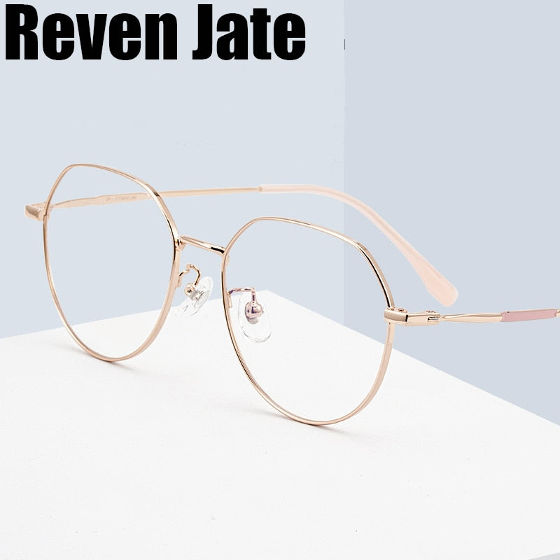 Reven Jate  Women's Full Rim Flat Top Round Titanium Eyeglasses 32209 Full Rim Reven Jate   