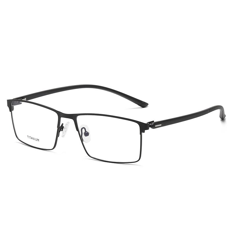 Reven Jate Unisex Full Rim Square Titanium Eyeglasses P8837 Full Rim Reven Jate black  