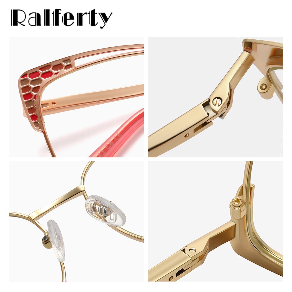 Ralferty Women's Full Rim Square Cat Eye Acetate Alloy Eyeglasses F91219 Full Rim Ralferty   