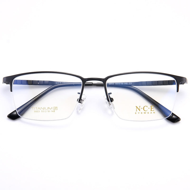 Bclear Men's Semi Rim Square Titanium Eyeglasses My5003 Semi Rim Bclear   