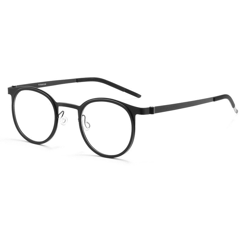 Yimaruili Men's Full Rim Round Acetate Titanium Screwless Eyeglasses 9704jw Full Rim Yimaruili Eyeglasses Black  