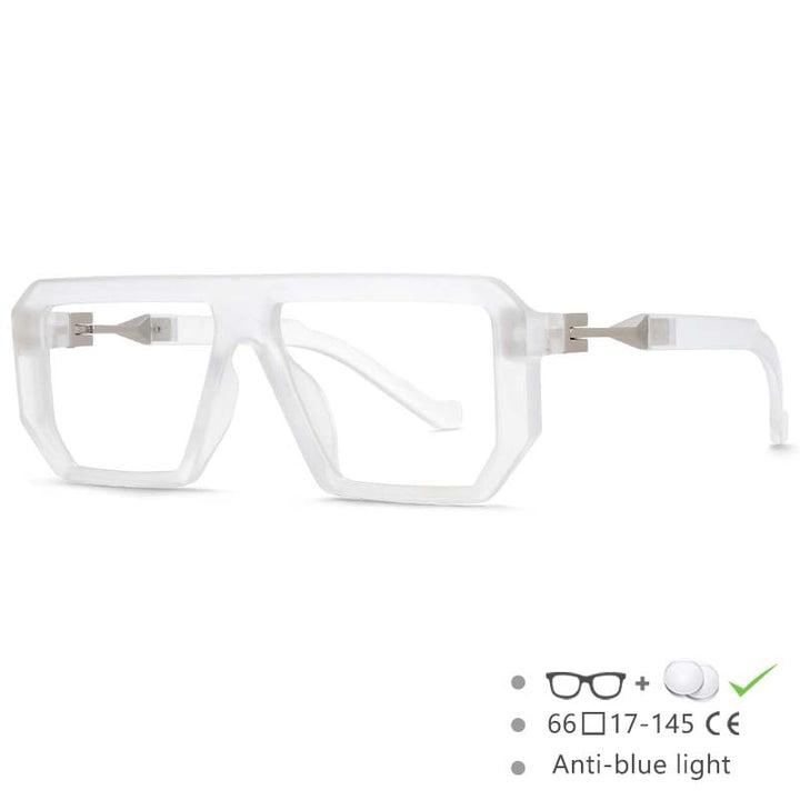CCSpace Unisex Full Rim Irregular Rectangle Tr 90 Eyeglasses 54630 Full Rim CCspace China Clear 