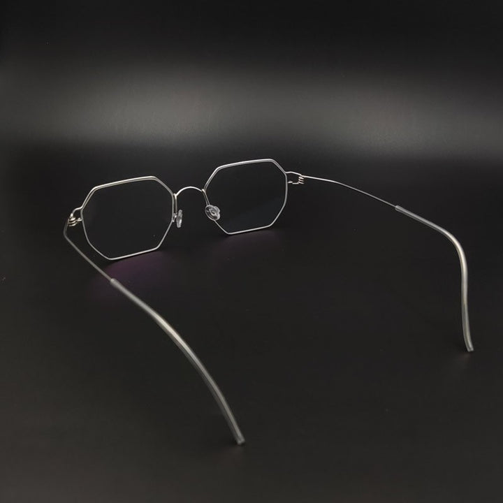 Yujo Unisex Full Rim Handcrafted Polygonal Stainless Steel Eyeglasses Customizable Lenses Full Rim Yujo   