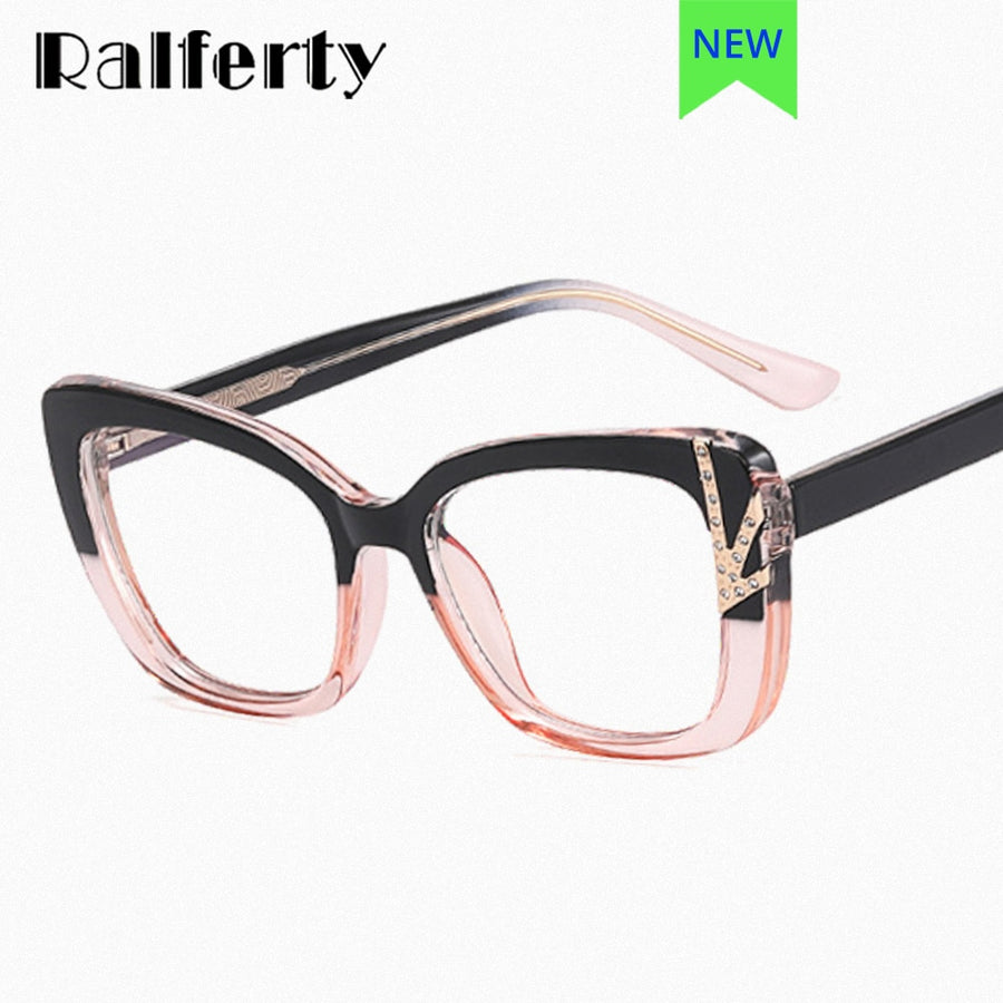 Ralferty Women's Full Rim Square Cat Eye Tr 90 Acetate Eyeglasses F82098 Full Rim Ralferty   