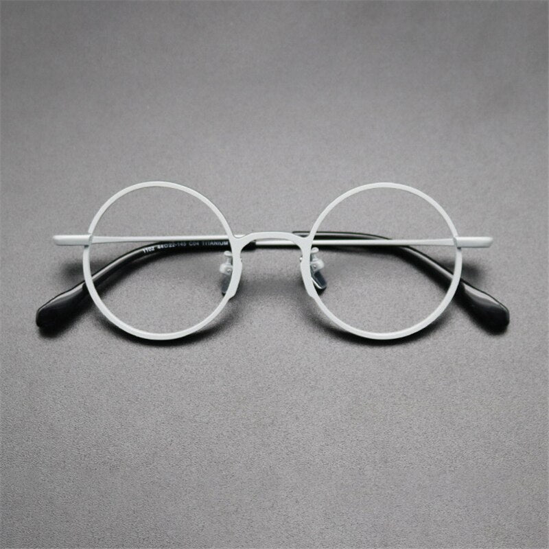 Cubojue Unisex Full Rim 44mm Round Titanium Anti Blue Reading Glasses Reading Glasses Cubojue 0 no function White 