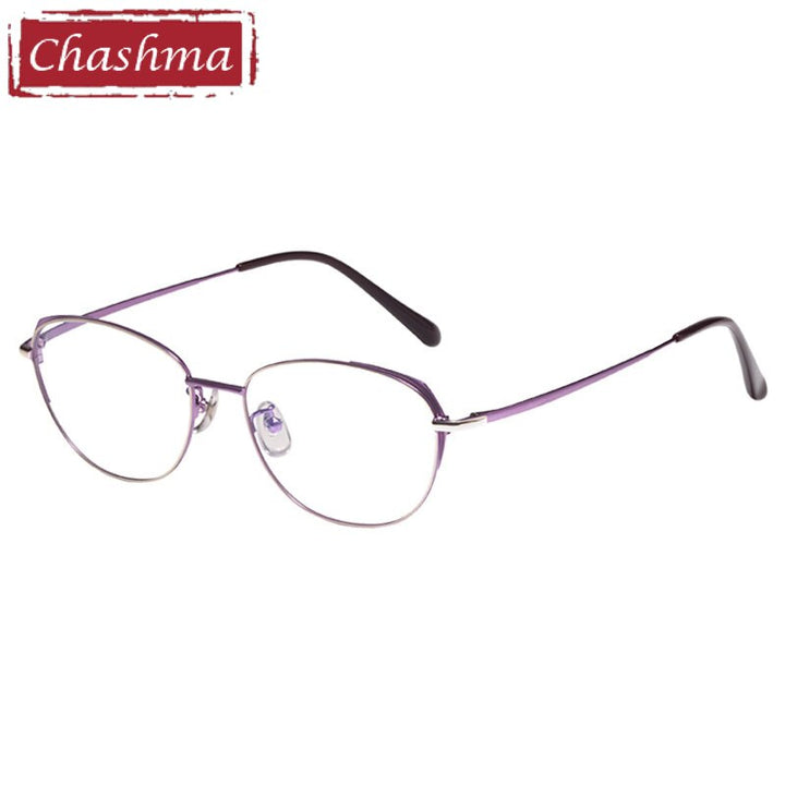 Chashma Ottica Women's Full Rim Round Square Stainless Steel Eyeglasses 835 Full Rim Chashma Ottica Purple Silver  
