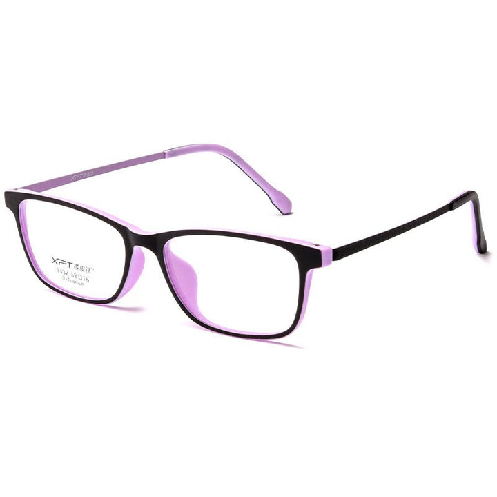 KatKani Unisex Full Rim Square Tr 90 Titanium  Reading Glasses Anti Blue Light Black 9832xp Reading Glasses KatKani Eyeglasses Black Purple 0.50 