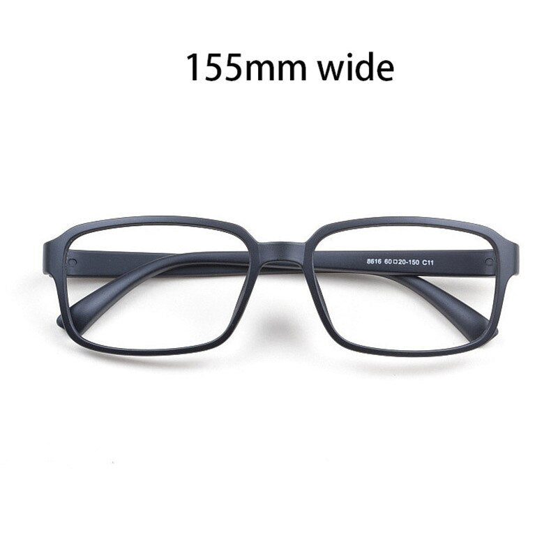 Cubojue Men's Full Rim Oversized Square 155mm Myopic Reading Glasses Reading Glasses Cubojue no function lens 0 shiny black 