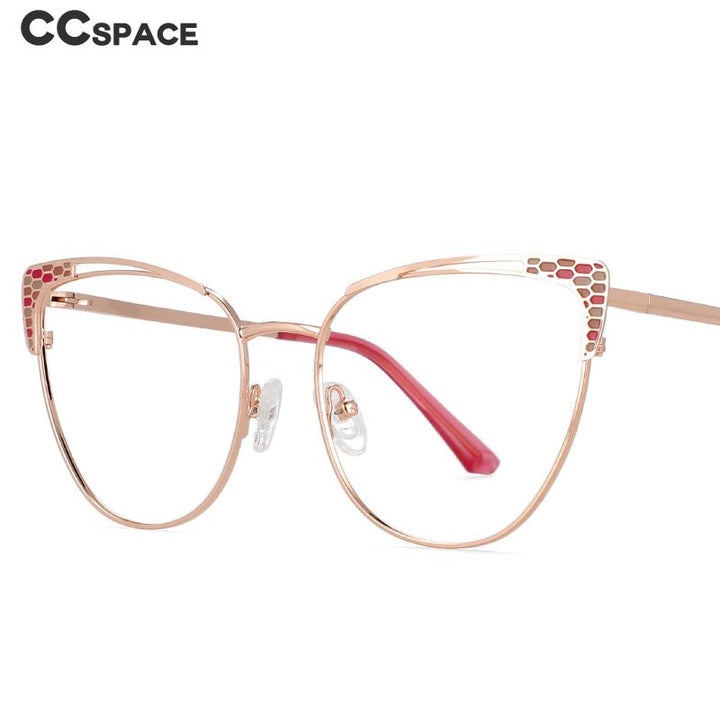 CCSpace Women's Full Rim Oval Cat Eye Alloy Frame Eyeglasses 54471 Full Rim CCspace   