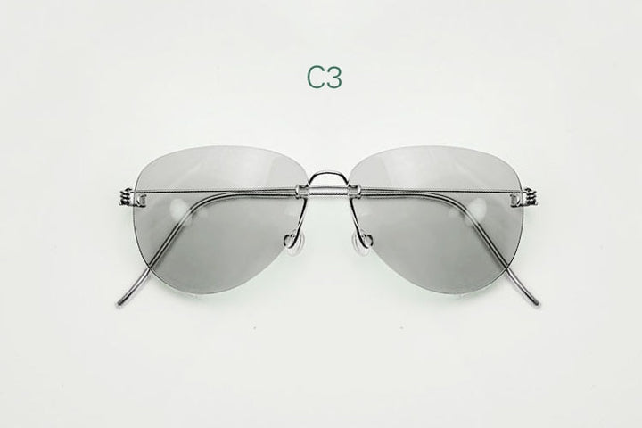 Yujo Unisex Rimless Oval Handcrafted Tinted Lens Stainless Steel Eyeglasses Sunglasses Yujo C3 China 