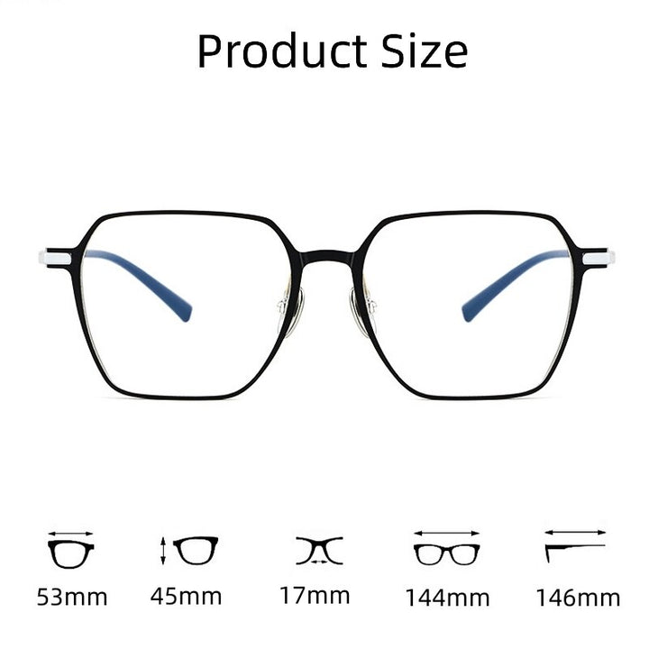 KatKani Unisex Full Rim Irregular Square Aluminum Magnesium Titanium Eyeglasses L5083m Full Rim KatKani Eyeglasses   