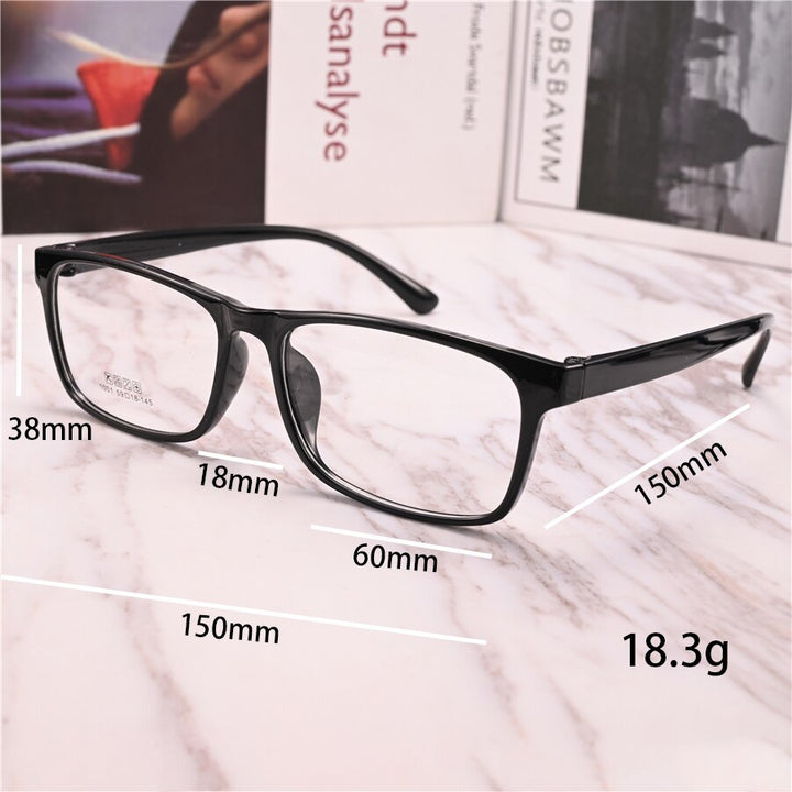 Cubojue Men's Full Rim Oversized Square 155mm Myopic Reading Glasses Reading Glasses Cubojue no function lens 0 M4 black 
