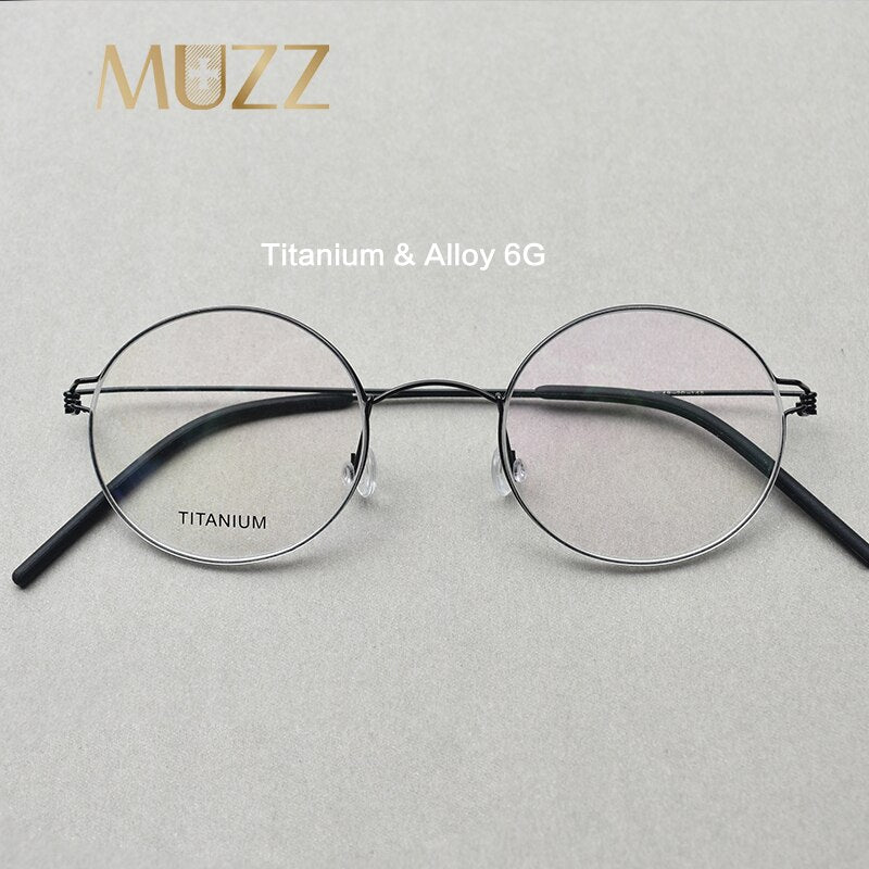 Muzz Men's Full Rim Round Titanium Alloy Screwless Frame Eyeglasses 3In1 Full Rim Muzz   