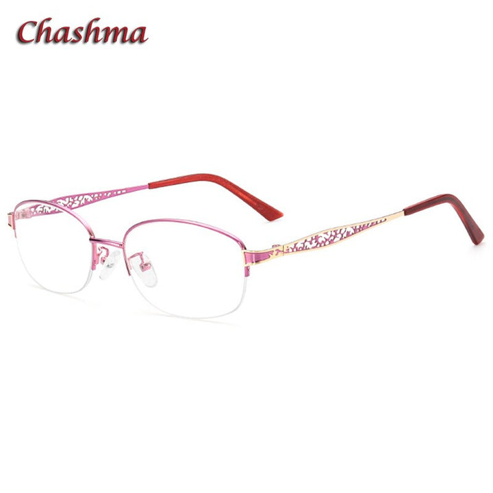 Chashma Ochki Women's Semi Rim Oval Rectangle Stainless Steel Eyeglasses 1970 Semi Rim Chashma Ochki Pink  