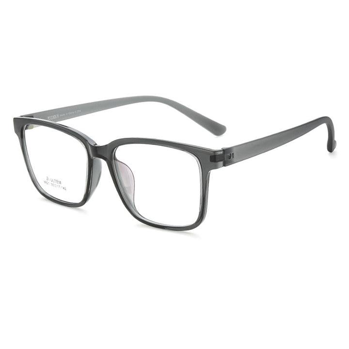 Yimaruili Unisex Full Rim Large Square Screwless Tr 90 Eyeglasses Full Rim Yimaruili Eyeglasses Dark Gray  