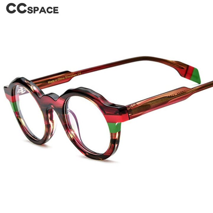 CCSpace Unisex Full Rim Irregular Round Acetate Eyeglasses 54701 Full Rim CCspace   