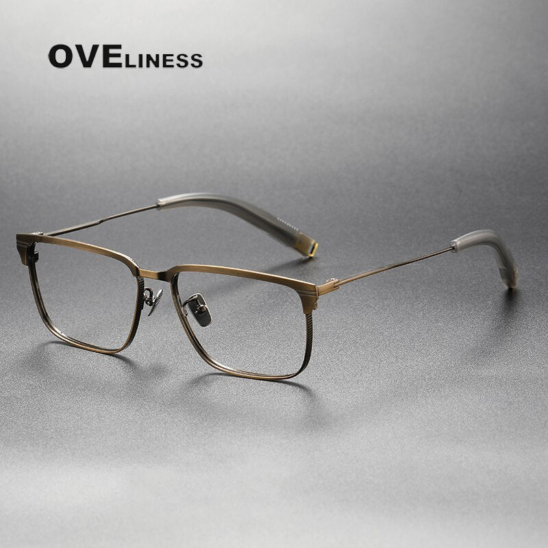 Oveliness Unisex Full Rim Square Acetate Titanium Eyeglasses Lsa104 Full Rim Oveliness bronze  