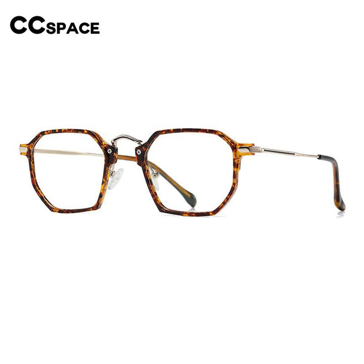 CCspace Unisex Full Rim Polygon Square Tr 90 Titanium Eyeglasses 55031 Full Rim CCspace   