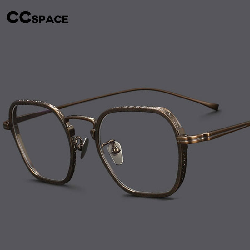 CCspace Unisex Full Rim Irregular Square Titanium Eyeglasses 54974 Full Rim CCspace   