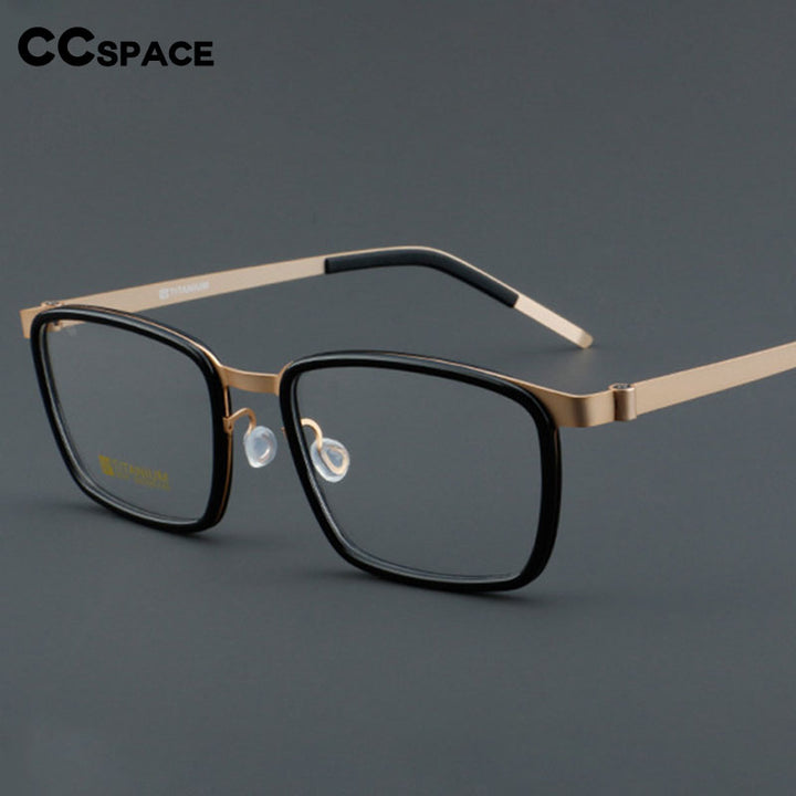 CCSpace Unisex Full Rim Square Acetate Titanium Eyeglasses 55023 Full Rim CCspace   