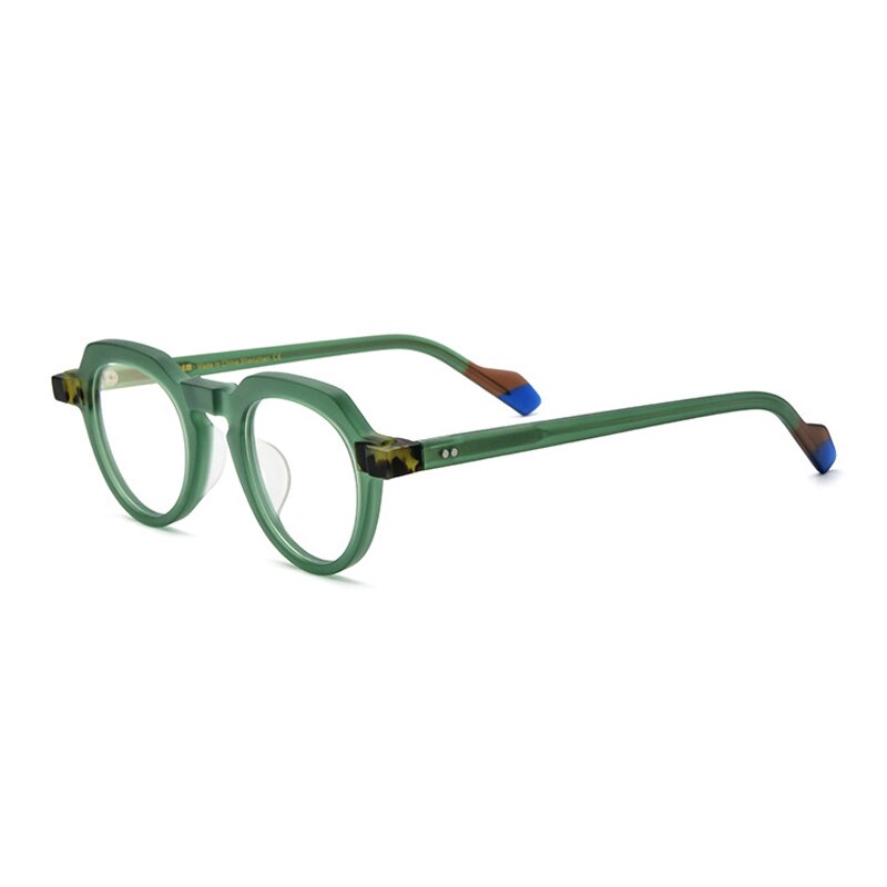 Gatenac Unisex Full Rim Irregular Round Acetate Eyeglasses Gxyj897 Full Rim Gatenac Green  