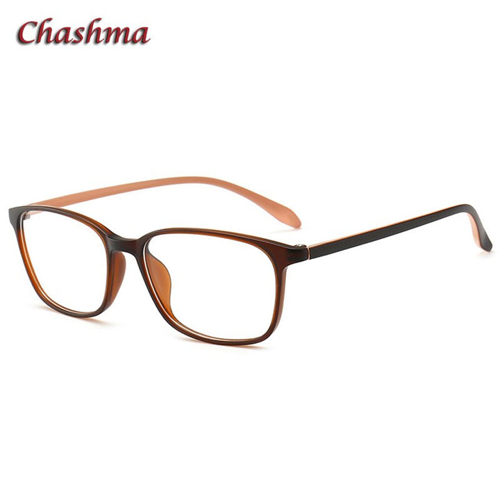 Chashma Women's Full Rim Square TR 90 Resin Titanium Frame Eyeglasses 6058 Full Rim Chashma Brown  