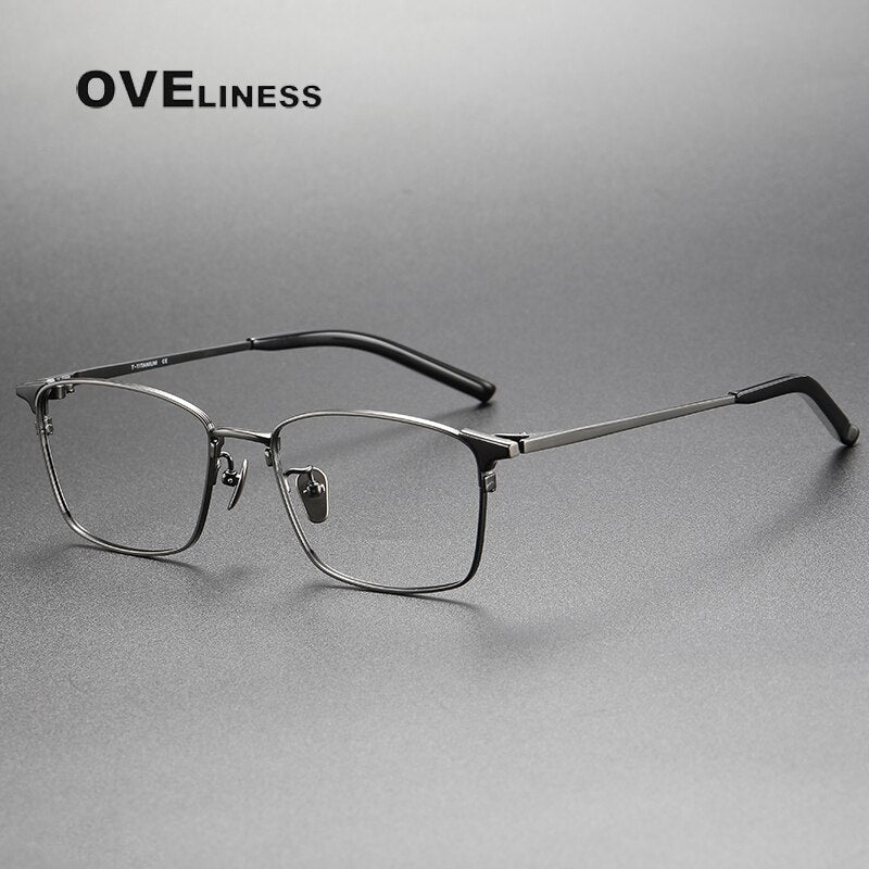 Oveliness Unisex Full Rim Square Titanium Eyeglasses 961 Full Rim Oveliness gun black  