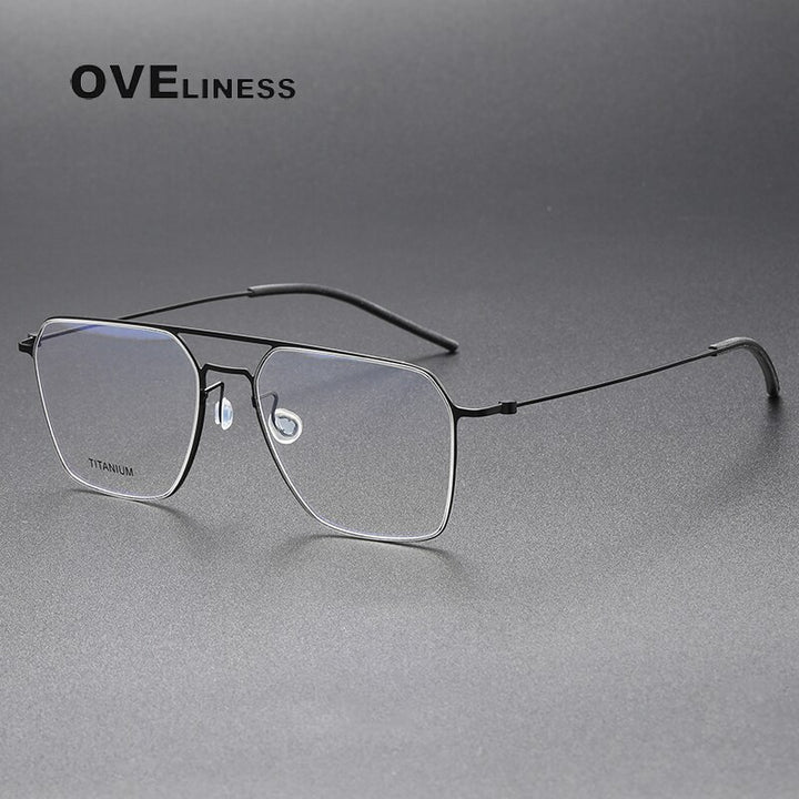 Oveliness Unisex Full Rim Square Double Bridge Titanium Eyeglasses 5517 Full Rim Oveliness   